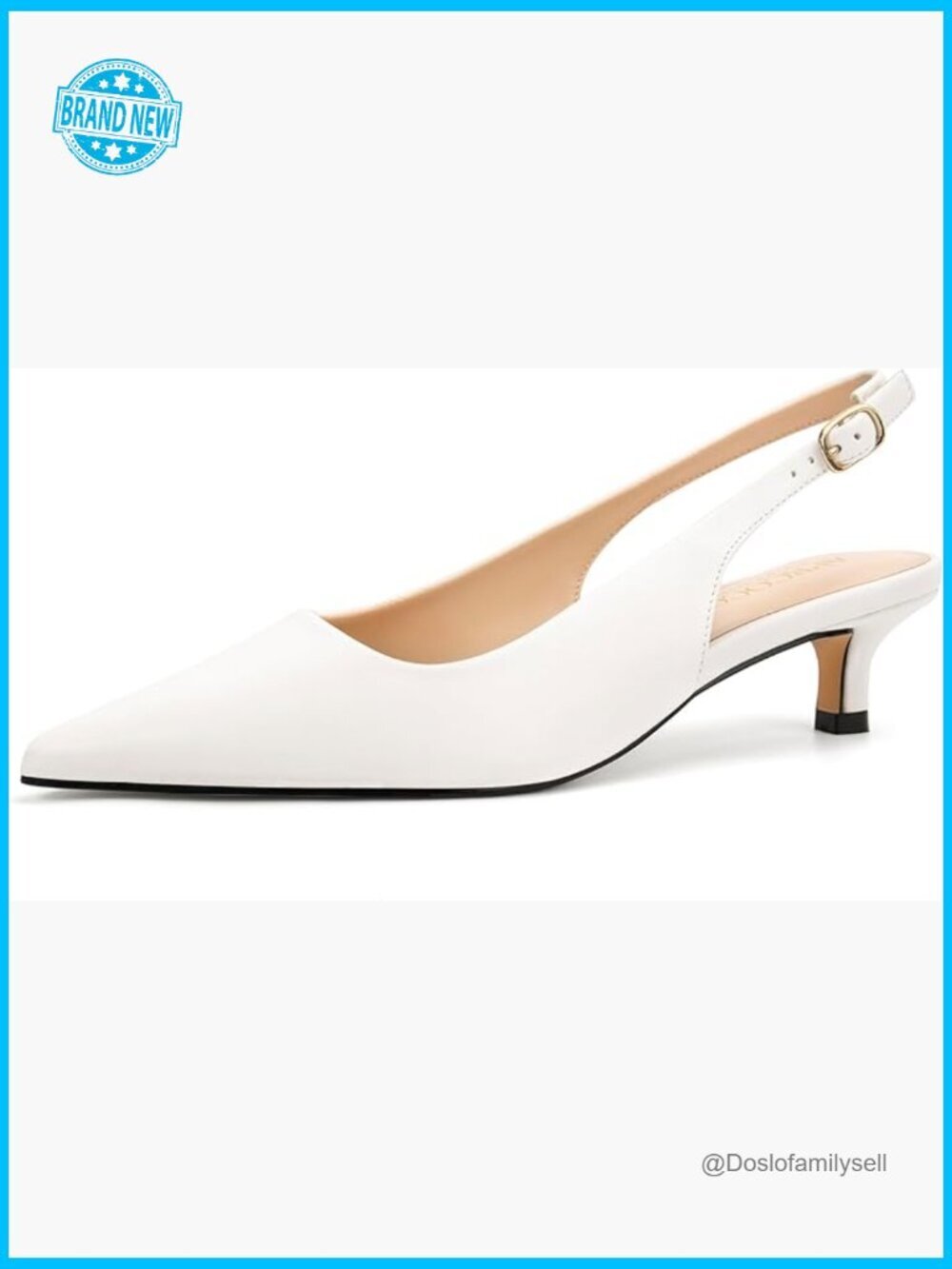 Kitten Heels Slingback Pointed Toe Ankle Strap Pumps for Wedding Dating Party